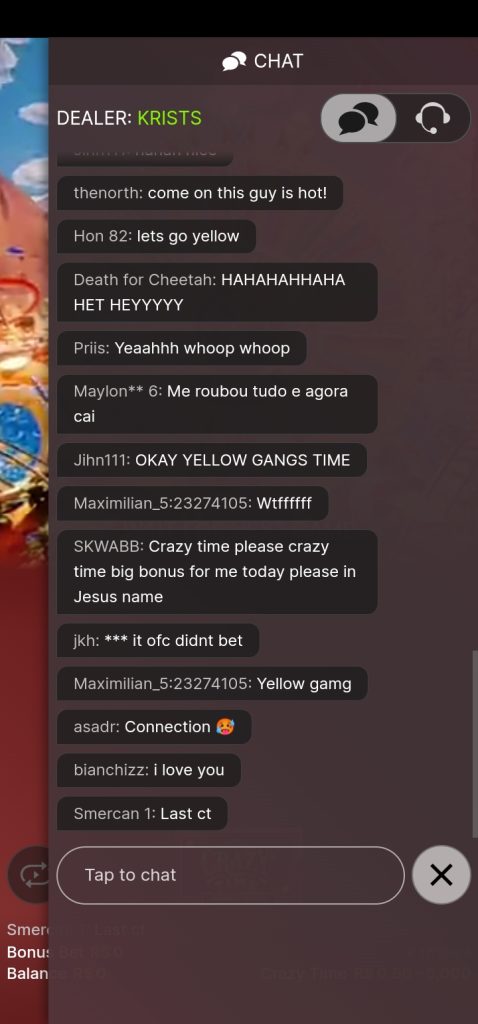 crazy time chat